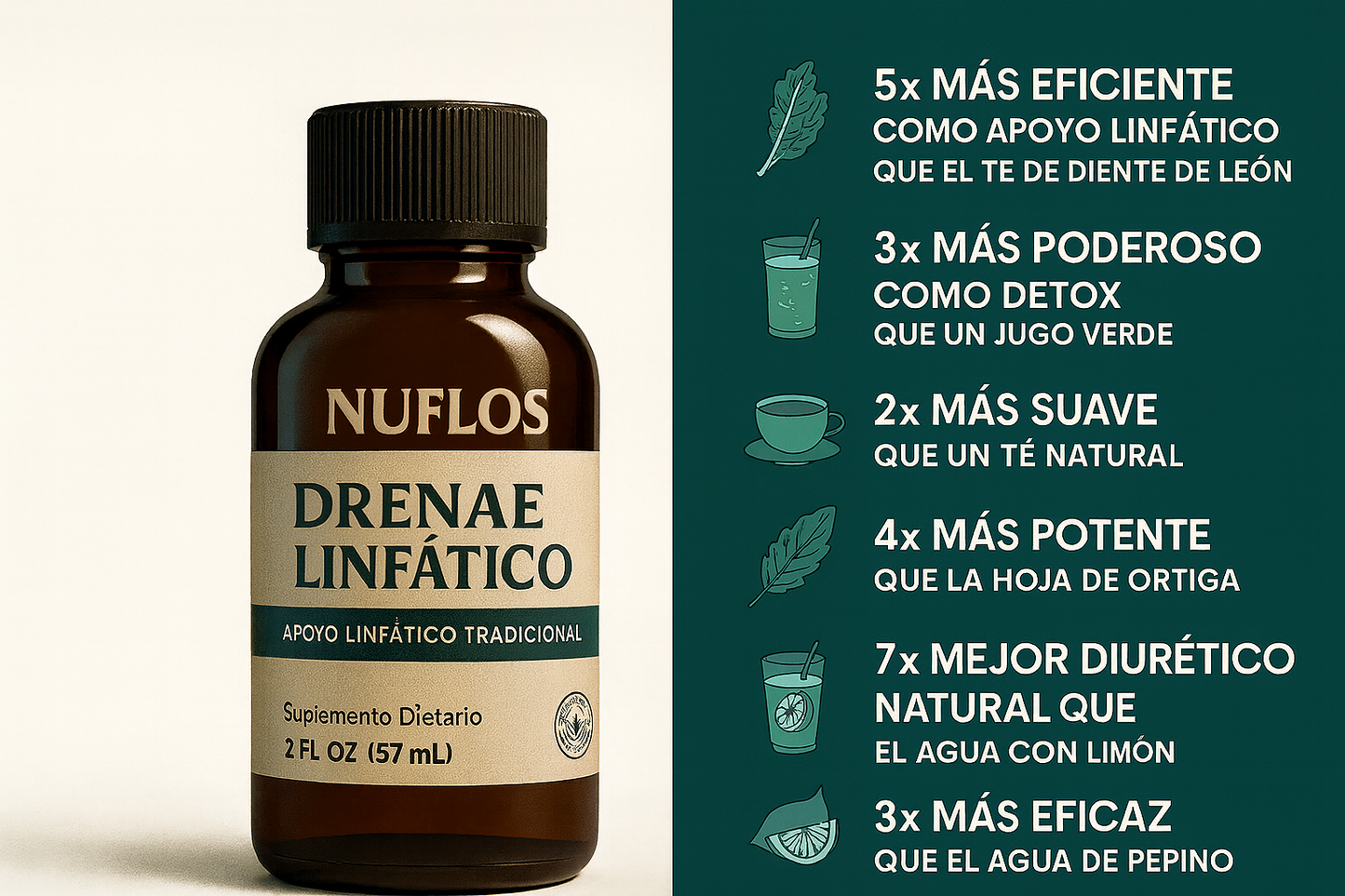 Drenaje Linfático Nuflos: Drenan naturalmente la hinchazón de rostro, abdomen, brazos y piernas